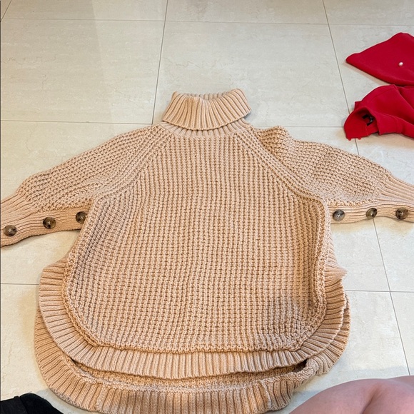 J Crew 3/4 Sleeve Tan Turtleneck Sweater - Picture 1 of 2